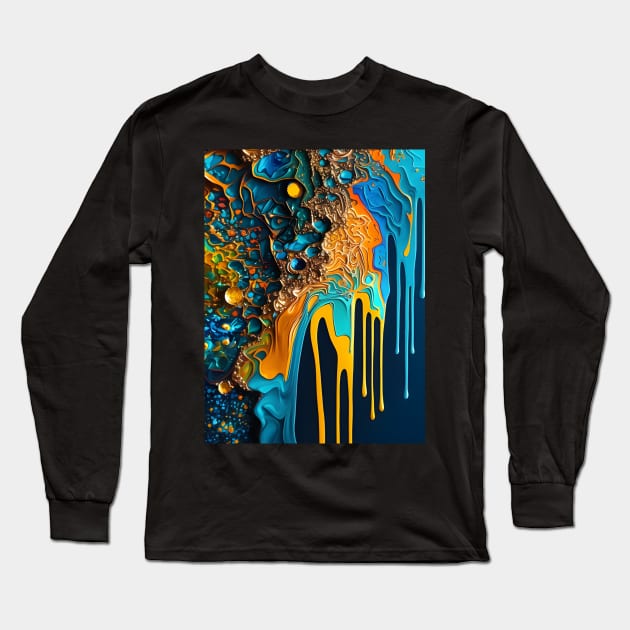 Gold and Blue Long Sleeve T-Shirt by Mistywisp